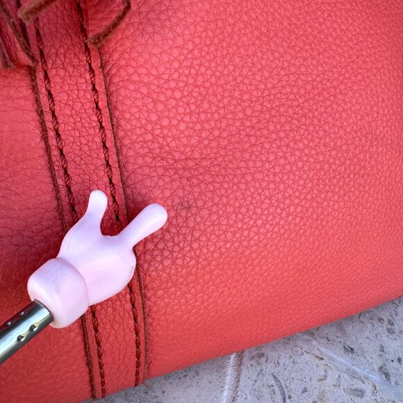 FOSSIL Erin Top Handle Fold-over Crossbody Shoulder Bag Pebbled Leather Coral - Picture 13 of 13